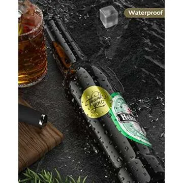 MUNBYN 2 Inch (50.8X 50.8mm) Gold Transparent Thermal Labels, Round Fine Glitter Printable Thermal Stickers for Small Businesses, 500 Labels/1 Roll