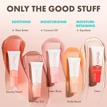Kopari Coconut Lip Glossy - Clear Lip Oil Gloss, Sheer Non Stick Gloss, Hydrating and Moisturizing, Infused with Shea Butter & Squalane, Clear