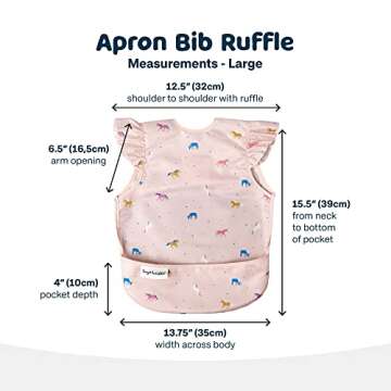 Tiny Twinkle Mess Proof Baby Bib - Waterproof Baby Apron - Machine Washable - PVC, BPA, & Phthalate Free - Great Travel Bib for Baby Eating - Baby Food Bibs (Unicorn Confetti, Large 2-4 Years)