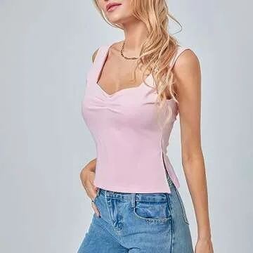 Stylish Y2K Pink Crop Tank Top for Women - Summer Essential