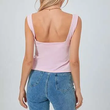 Stylish Y2K Pink Crop Tank Top for Women - Summer Essential
