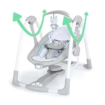 Ingenuity ConvertMe 2-in-1 Compact Portable Automatic Baby Swing & Infant Seat, Battery-Powered Vibrations, Nature Sounds, 0-9 Months 6-20 lbs (Raylan)