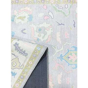 Modern Oushak Rug, Vintage Turkish Lavender Oriental Antique Inspired Small Area Rugs, Washable Luxury Living Room Bedroom Bathroom Kitchen Entry 2'5 x 5'