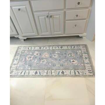 Modern Oushak Rug, Vintage Turkish Lavender Oriental Antique Inspired Small Area Rugs, Washable Luxury Living Room Bedroom Bathroom Kitchen Entry 2'5 x 5'