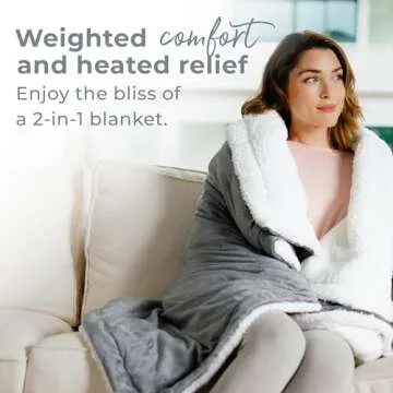 Pure Enrichment WeightedWarmth - 2-in-1 Heated Weighted Blanket, 13 lbs (50” x 60”) Large, 4 Relaxing InstaHeat™ Settings, Cozy and Soft Micromink and Sherpa, Reversible Throw with Storage Bag