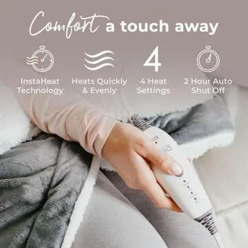 Pure Enrichment WeightedWarmth - 2-in-1 Heated Weighted Blanket, 13 lbs (50” x 60”) Large, 4 Relaxing InstaHeat™ Settings, Cozy and Soft Micromink and Sherpa, Reversible Throw with Storage Bag