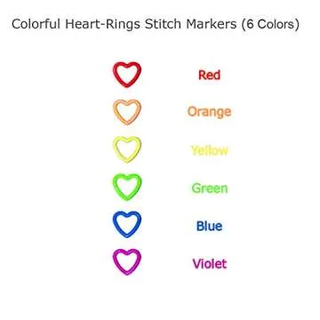 Colorful D-Rings & Stitch Rings with Hook Markers & Knitting Stoppers Needles Stoppers for Knitting/Crochet/etc, Knitting Accessories (Heart 10mm 60pcs)