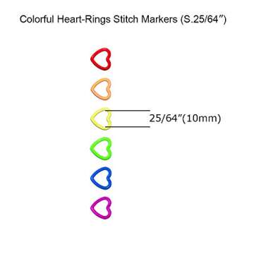 Colorful D-Rings & Stitch Rings with Hook Markers & Knitting Stoppers Needles Stoppers for Knitting/Crochet/etc, Knitting Accessories (Heart 10mm 60pcs)
