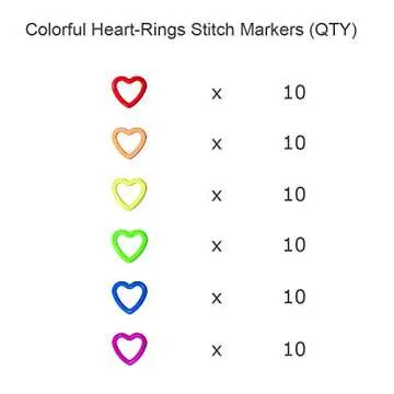 Colorful D-Rings & Stitch Rings with Hook Markers & Knitting Stoppers Needles Stoppers for Knitting/Crochet/etc, Knitting Accessories (Heart 10mm 60pcs)