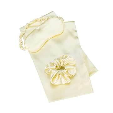 KISMETICS Vegan Silk Sleep Set - Luxurious Pillowcase, Scrunchie, and Eye Mask for Self-Care