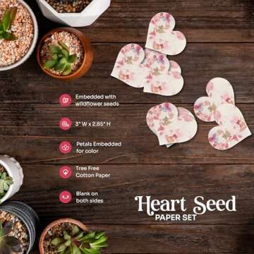 Seed Bloom Set of 24 Pink Heart – Plantable Seed Paper for Valentine's Day, Weddings Gifts, and Other Life Events