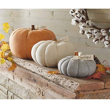 Charming Mud Pie Cream Felted Wool Pumpkin Décor 7.5′′