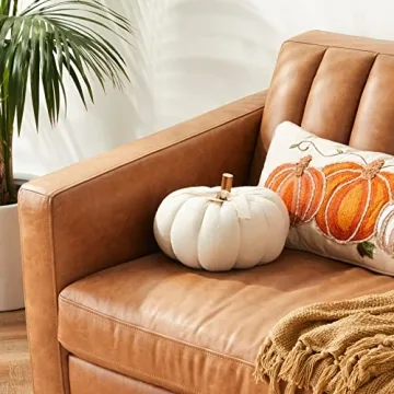 Charming Mud Pie Cream Felted Wool Pumpkin Décor 7.5′′