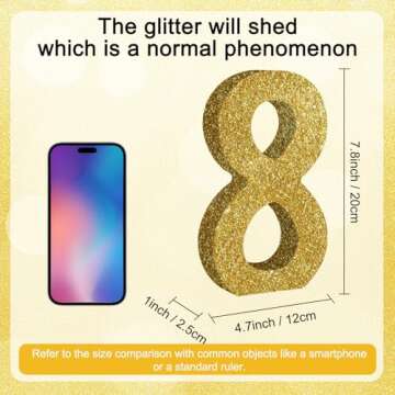 TONIFUL 7.8 Inch Gold Glitter Numbers Table Centerpieces 0-9 Birthday Party Decorations,Shining Gold...