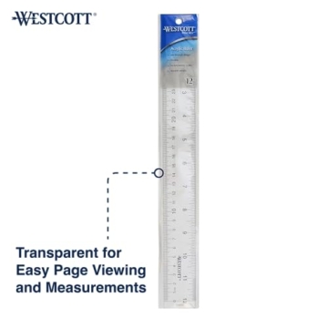 Westcott 10562 Acrylic 12 Inch Ruler for Precision Measuring