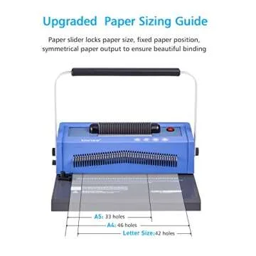 TIANSE Spiral Coil Binding Machine, Manual Book Maker Punch Binder with Electric Coil Inserter, Disengaging pins, Adjustable Side Margin, Comes with 100pcs 5/16'' Plastic Coil Binding Spines & Plier