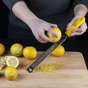 BelleGuppy Lemon Zester & Cheese Grater, Professional Zesting tool for Parmesan, Citrus, Ginger, Nutmeg, Garlic, Chocolate, Fruits, Razor-Sharp Stainless Steel Blade Protective cover, Dishwasher Save