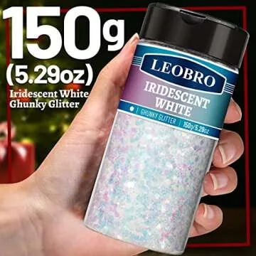 LEOBRO Glitter, White Glitter, 150G/5.29OZ Holographic White Chunky Glitter, Craft Glitter for Resin...