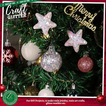 LEOBRO Glitter, White Glitter, 150G/5.29OZ Holographic White Chunky Glitter, Craft Glitter for Resin, Iridescent Chunky Glitter for Crafts Body Glitter, DIY Arts and Crafts, Iridescent White Glitter