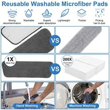Spray Microfiber Mop for Floor Cleaning - Dust Dry Wet Mop with 4 Reusable Refillable Washable Chenille Mop Head Replacement Pads for Commercial and Home Kitchen Hardwood Laminate Vinyl Tile Floor Mop