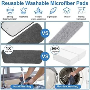 Spray Microfiber Mop for Floor Cleaning - Dust Dry Wet Mop with 4 Reusable Refillable Washable Chenille Mop Head Replacement Pads for Commercial and Home Kitchen Hardwood Laminate Vinyl Tile Floor Mop