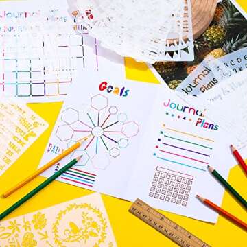 30 Pcs Journal Stencils for Creative Planning and Crafts