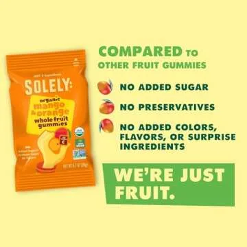 Solely Organic Mango & Orange Gummies - Healthy Fruit Snacks