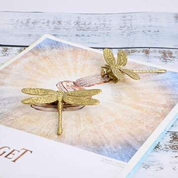 JUXYES Brass Dragonfly Cabinet Knobs for Elegant Home Decor