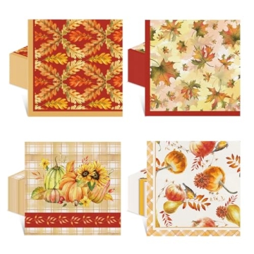 Tiamon 200 Pcs 3 Ply Thanksgiving Cocktail Napkins for Autumn Gatherings