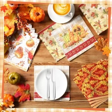Tiamon 200 Pcs 3 Ply Thanksgiving Cocktail Napkins