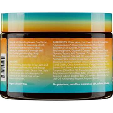 Mielle Organics Mango & Tulsi Nourishing Leave-In Conditioner for Wavy & Curly Hair, Moisturizes, Detangles, and Strengthens, Vegan and Cruelty-Free, 12 Ounce