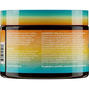 Mielle Organics Mango & Tulsi Nourishing Leave-In Conditioner for Wavy & Curly Hair, Moisturizes, Detangles, and Strengthens, Vegan and Cruelty-Free, 12 Ounce