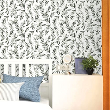 Erfoni Dark Green Leaf Peel and Stick Wallpaper for Home