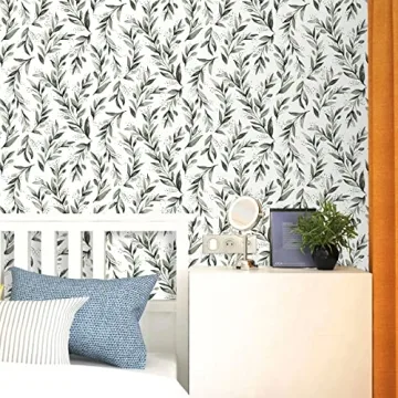 Erfoni Dark Green Leaf Peel and Stick Wallpaper for Home