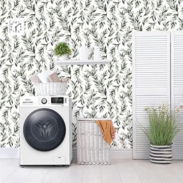 Erfoni Dark Green Leaf Peel and Stick Wallpaper for Home