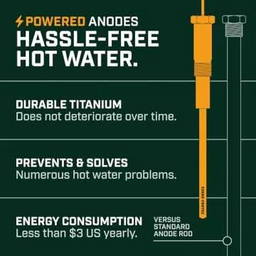 Corro-Protec Powered Anode Rod for Water Heater, 20-Year Warranty, Eliminates Rotten Egg/Sulfur Smell within 24 hours, Stops Corrosion and Reduces Limescale, Electrical Anode Rod Made of Titanium