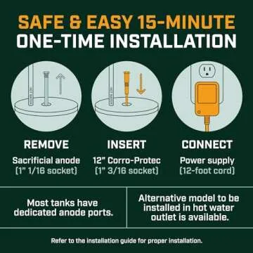 Corro-Protec Powered Anode Rod for Water Heater, 20-Year Warranty, Eliminates Rotten Egg/Sulfur Smell within 24 hours, Stops Corrosion and Reduces Limescale, Electrical Anode Rod Made of Titanium