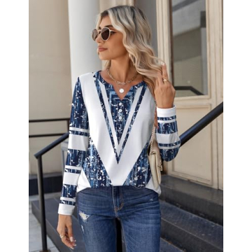 Zeagoo Women's V Neck Long Sleeve Tops - Business Casual Blouses 2025 Fashion