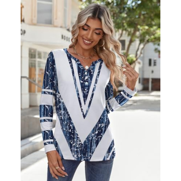 Zeagoo V Neck Long Sleeve Tops - Stylish Women's Blouses