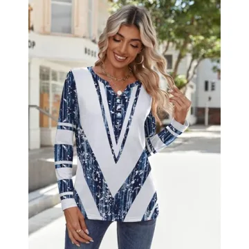 Zeagoo V Neck Long Sleeve Tops - Stylish Women's Blouses
