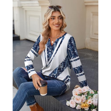 Zeagoo V Neck Long Sleeve Tops - Stylish Women's Blouses