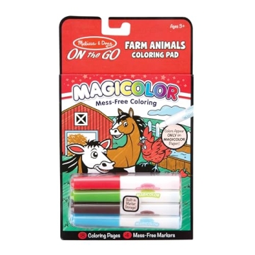Melissa & Doug On the Go Magicolor Coloring Pad: Farm Animals - 18 Pages, 4 Markers