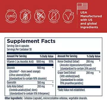 Designs for Health Vessel Forte - Healthy Blood Vessel Support Supplement with Diosmin, Quercetin, Gotu Kola Extract, Horse Chestnut + Grape Seed - Non-GMO (120 Capsules)