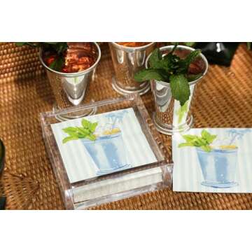 Caspari Acrylic Cocktail Napkin Holder, Clear, 1