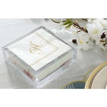 Caspari Acrylic Cocktail Napkin Holder, Clear, 1