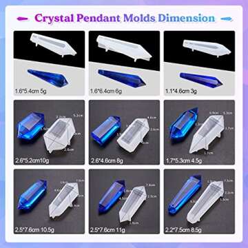 LET'S RESIN Resin Molds 18Pcs Pendulum Crystal Molds for Resin, Silicone Molds for Resin,Multi-Facet...