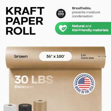 Eco-Friendly IDL Kraft Paper Roll 36" x 180 ft - 100% Recycled Material for Crafting