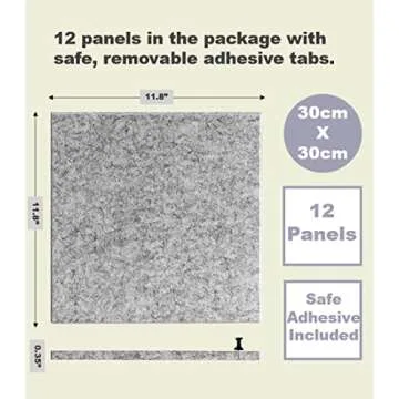 DECORITA Large Cork Board Alternative - 12 Pack Felt Wall Tiles with Safe Removable Adhesive Tabs, Cork Boards for Walls Cork Board for Office Pin Board Tack Board Cork Board 48 x 36 - Silver Gray