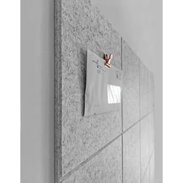 DECORITA Large Cork Board Alternative - 12 Pack Felt Wall Tiles with Safe Removable Adhesive Tabs, Cork Boards for Walls Cork Board for Office Pin Board Tack Board Cork Board 48 x 36 - Silver Gray