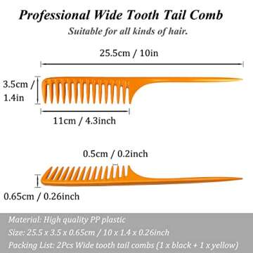 2Packs Wide Tooth Detangling Combs for Curly Hair, Premium Anti-Static Heat Resistant Styling Set wi...